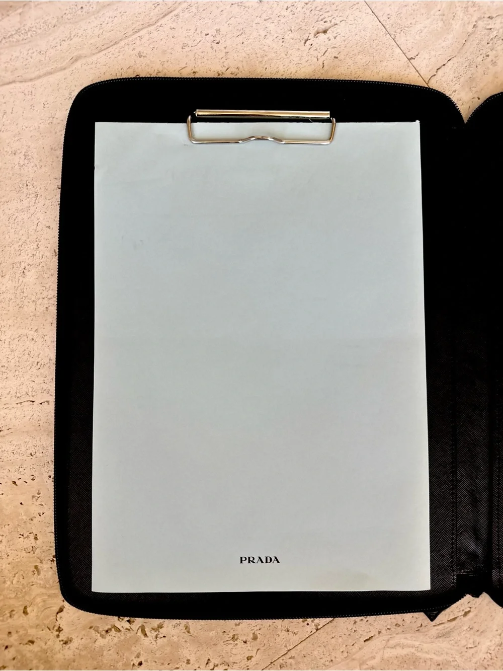 Prada Saffiano Black Leather Zip-around Document Holder in Pristine Condition
